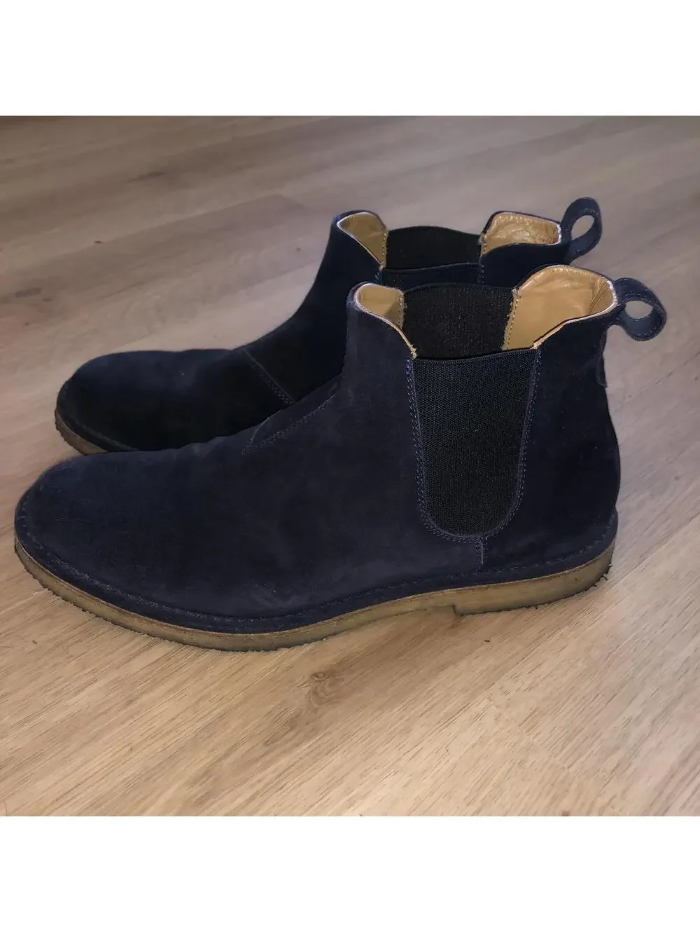 VINCE ITALY SUEDE CHELSEA ANKLE BOOTS NAVY BLUE BLACK MENS SIZE 8